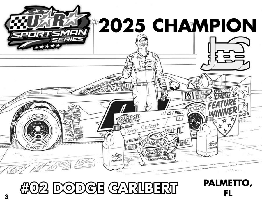 Race car coloring page - 2025 Champion #02 Dodge Carlbert