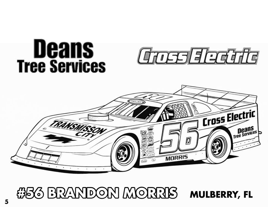 Race car coloring page - #56 Brandon Morris