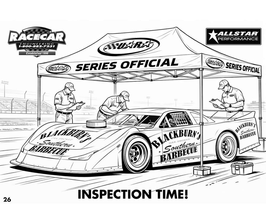 Inspection time - pit crew coloring page
